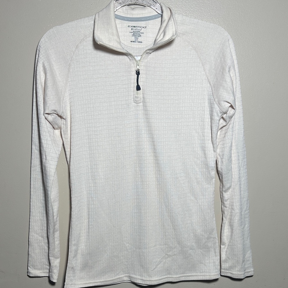 Exofficio Dri-Release Small Cream 1/4 Zip Pullover Top Long Sleeved